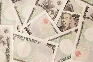 Gruppe japanischer Banknote 10000 Yen Hintergrund foto