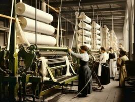 historisch farbig Foto von ein Frauen Täglich Arbeit im das Vergangenheit ai generativ