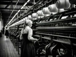 historisch farbig Foto von ein Frauen Täglich Arbeit im das Vergangenheit ai generativ