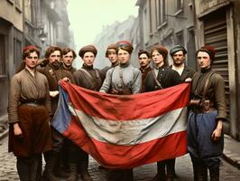 historisch farbig Foto von ein Frau führen ein Protest ai generativ