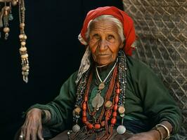 alt farbig fotografieren von arabisch Frau von früh 1900s ai generativ foto