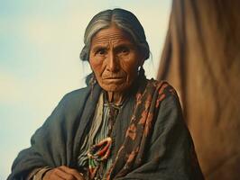 alt farbig fotografieren von ein Mexikaner Frau von das früh 1900s ai generativ foto