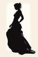 ein Silhouette von ein Frau im ein lange Kleid generativ ai foto