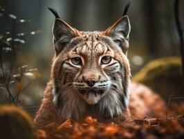 Luchs Porträt schließen oben erstellt mit generativ ai Technologie foto