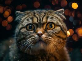 schottisch Katze Porträt schließen oben erstellt mit generativ ai Technologie foto