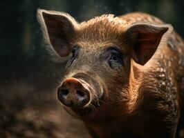 Schwein Porträt erstellt mit generativ ai Technologie foto