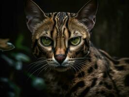 Bengalen Katze Porträt schließen oben erstellt mit generativ ai Technologie foto