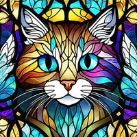 Katzen auf befleckt Glas Fenster bunt Illustration ai generiert foto
