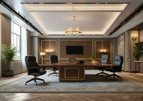 Luxus Büro und Arbeiten Zimmer im Exekutive Büro ai generiert foto