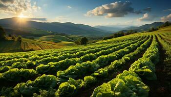 Landwirtschaft Natur Bauernhof Landschaft, draußen, Pflanze Wachstum, Grün Wiese generiert durch ai foto