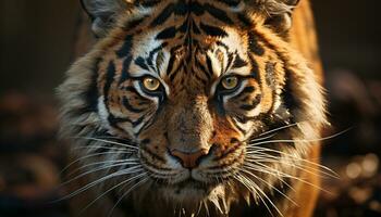 majestätisch Bengalen Tiger starren, wild Schönheit im Natur Ruhe generiert durch ai foto