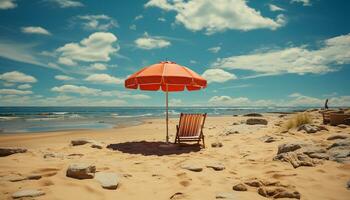 Entspannung auf tropisch Küste, Sonnenbaden im still Karibik generiert durch ai foto