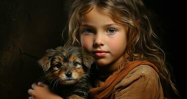 süß klein Kind Haustiere Hund, Porträt Tier Hündchen generiert durch ai foto