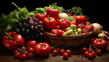 Frische von organisch Gemüse im ein multi farbig Salat Korb generiert durch ai foto