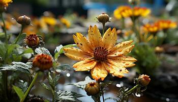 beschwingt Farben von Natur blühen im ein formal Garten Wiese generiert durch ai foto