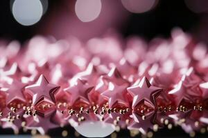 abstrakt glänzend Hintergrund mit Rosa Farbe Sterne, modisch Farbe, Stil von Barbie Rosa. ai generativ foto