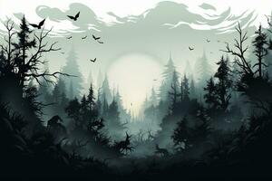 düster Silhouette von Wald Dickicht, transparent Hintergrund. ai generativ foto