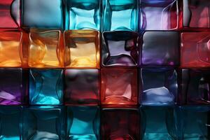 Glas Backstein Mauer Textur, durchscheinend, lebendig Farbe. ai generativ foto