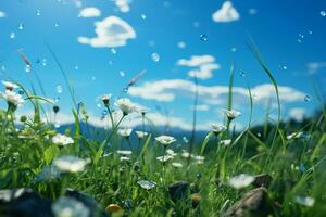 Gras, Blau Himmel. ai generativ foto