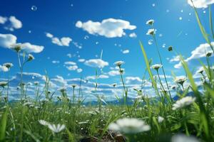 Gras, Blau Himmel. ai generativ foto