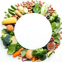 Kreis dekoriert Design mit frisch und gesund Gemüse ai generativ foto