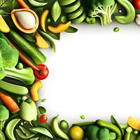 schön Hintergrund mit verschiedene Grün Gemüse ai generativ foto