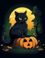 Halloween schwarz Katze. mystisch Kunst. foto