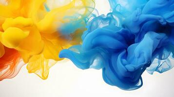 chromatisch platzen - - explodiert Gelb und Blau Farbtöne, generiert ai Kunst foto