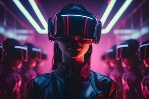 holographisch gesichtslos Programm cyberpunk.generativ ai foto