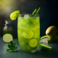 ein Mojito Cocktail mit ein erfrischend Kombination von Minze, Kalk, und Limonade ai generiert foto