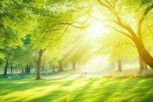 schön Landschaft Park mit Bäume und Sonne. bunt Laub im das Park. Profi Foto