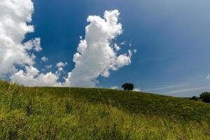 blauer Himmel und grüner Hügel foto