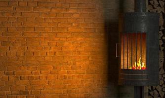 Loft Innenraum Hintergrund Kamin auf alten Mauer foto