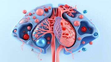 3d Illustration Attrappe, Lehrmodell, Simulation von das Mensch Organ System, Anatomie, nervös, Kreislauf, Verdauungs, Ausscheidung, Harn und Knochen Systeme. medizinisch Bildung Konzept, generativ ai Illustration foto