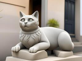 Katze Statue Sitzung im das Garten foto