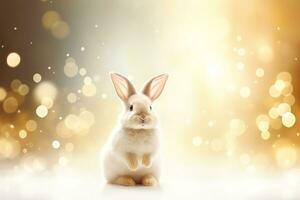 Nahansicht von süß Hase mit schön Bokeh Hintergrund, generativ ai Illustration foto