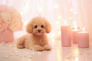 Nahansicht von süß Hund mit schön Bokeh Hintergrund, generativ ai Illustration foto