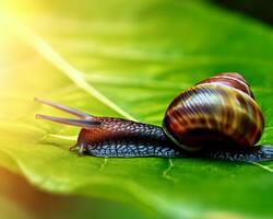 Wald Schnecke im das natürlich Umfeld, Hinweis flach Tiefe von Feld foto