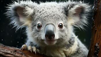 süß Koala, flauschige Fell, klein Beuteltier, suchen beim Kamera generiert durch ai foto