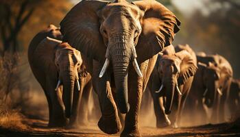 Elefanten durchstreifen frei, ein majestätisch Sicht im Afrika Wildnis generiert durch ai foto