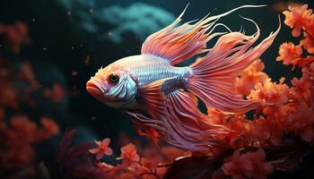 unter Wasser Schönheit bunt Fisch Schwimmen im ein tropisch Riff generiert durch ai foto