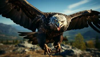 majestätisch Vogel steigt, Verbreitung Flügel, Umarmen Freiheit im Natur generiert durch ai foto