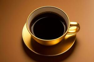 Kaffee im Luxus golden Farbe Tasse ai generiert foto