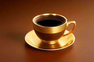 Kaffee im Luxus golden Farbe Tasse ai generiert foto
