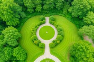 schön Landschaft Park mit Bäume und Sonne. bunt Laub im das Park. ai generativ Profi Foto