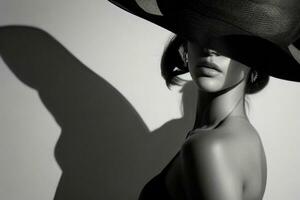 Mode Modell- Frau mit schwer Schatten. ai generativ Profi Foto