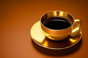 Kaffee im Luxus golden Farbe Tasse ai generiert foto