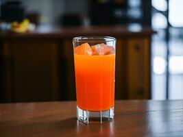 frisch Orange Saft im das Glas - - frisch Saft auf das Tabelle - - ai generativ foto