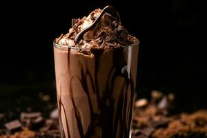 Schokolade Milchshake Glas. generieren ai foto
