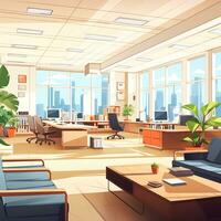 modern Büro Zimmer Schreibtisch Innere Design Illustration generiert durch ai foto